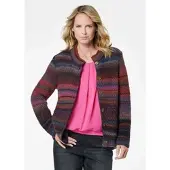 Goldner Multicolor Woll-Jacke mit Stehkragen in marine / rot / gemustert | Gr.: 44