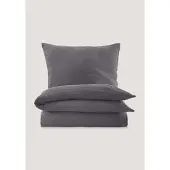 Hessnatur Musselin Bettwäsche-Set in anthrazit | Gr.: 240x220 (2x 80x80 cm)
