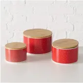 Boltze Keramikbehälter mit Bambusdeckel LILLY, 3er-Set