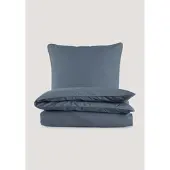 Hessnatur Perkal Bettwäsche-Set in stahlblau | Gr.: 240x220 (2x 80x80 cm)