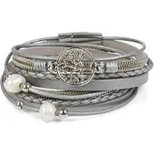 StyleBREAKER Armband in Hellgrau-Silber | Gr.: onesize