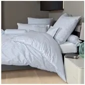 Janine Streifen-Bettwäsche modern classic perlblau Bettbezug einzeln 240x220 cm - blau