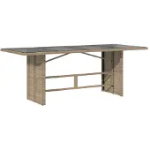vidaXL Gartentisch mit Glasplatte Beige 190x80x75 cm Poly Rattan