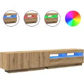 vidaXL TV-Schrank mit LED-Leuchten Artisan-Eiche 200x35x40 cm