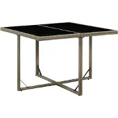 vidaXL Gartentisch Grau 109x107x74 cm Poly Rattan und Glas