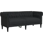 vidaXL Chesterfield-Sofa 2-Sitzer Schwarz Stoff