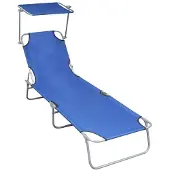 vidaXL Klappliege mit Sonnendach Blau Aluminium
