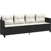 vidaXL Sonnenliege mit Kissen Schwarz Poly Rattan