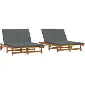 vidaXL Sonnenliege Braun 125 x 200 x 84 cm Massivholz Akazie