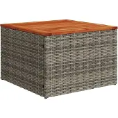 vidaXL Gartentisch Grau 55x55x37 cm Poly Rattan und Akazienholz