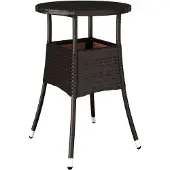 vidaXL Gartentisch Ø60x75 cm Hartglas und Poly Rattan Braun