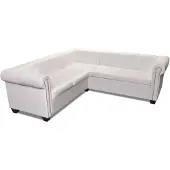 vidaXL Chesterfield-Ecksofa 5-Sitzer Kunstleder Weiß