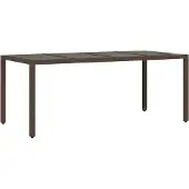 vidaXL Gartentisch mit Glasplatte Braun 190x90x75 cm Poly Rattan