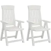 vidaXL Gartenstühle 2 Stk. Verstellbar Weiß PP