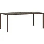 vidaXL Gartentisch mit Glasplatte Braun 190x90x75 cm Poly Rattan