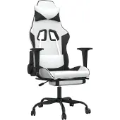 vidaXL Gaming-Stuhl mit Massage & Fußstütze Weiß & Schwarz Kunstleder