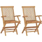 vidaXL Gartenstühle 2 Stk. Klappbar Massivholz Teak