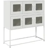 vidaXL Sideboard Weiß 100,5x39x107 cm Kaltgewalzter Stahl