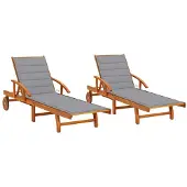 vidaXL Sonnenliegen 2 Stk. mit Auflagen Massivholz Akazie
