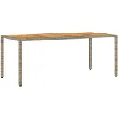 vidaXL Gartentisch mit Akazienholz-Platte Grau 190x90x75cm Poly Rattan