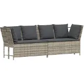 vidaXL Gartensofa mit Kissen Hellgrau Poly Rattan