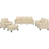 vidaXL 4-tlg. Sofagarnitur mit Kissen Creme Stoff