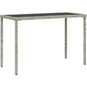 vidaXL Gartentisch mit Glasplatte Hellgrau 115x54x74 cm Poly Rattan