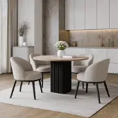 Design Möbel Beistelltisch CUBO Ø100 cm Metalltisch Wohnzimmertisch SCHWARZ/HIKORA