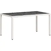 vidaXL Gartentisch mit Glasplatte Weiß 150x90x75 cm Poly Rattan