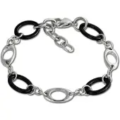 Amello Armband in Edelstahl, Keramik silber, schwarz, glänzend | Gr.: onesize