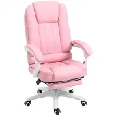 XTEILC Arbeitsstuhl mit Fußstütze und Rollen Bürostuhl Gaming-Stuhl Rosa