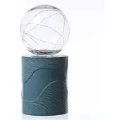 MARELIDA LED Solar Tischlampe GLOW - Kugelleuchte mit Sockel - warmweiße LED - H: 27cm - Lichtsensor - blau