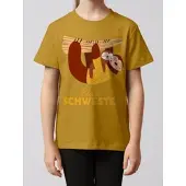 Wat? Apparel T-Shirt Faultier Kleine Schwester in Ocker | Gr.: 122/128