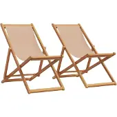 vidaXL Klappstühle, 2 Stück, taupefarbener Stoff und Massivholz