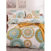 Witt Weiden Bettwäsche in ecru-jade-bedruckt | Gr.: 155-x-220-plus-80-x-80-cm