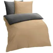 TRAUMSCHLAF Melange Biber Bettwäsche Kissenbezug einzeln 40x80 cm beige-anthrazit