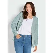 Goldner Langarm Strickjacke mit V-Ausschnitt in grün / weiß / gemustert | Gr.: 42