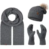 Rock Creek Schal Mütze Handschuhe Set in Dunkelgrau | Gr.: onesize