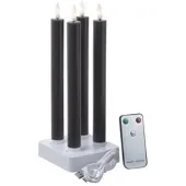 MARELIDA 4x LED Stabkerzen Tafelkerzen wiederaufladbar H: 25cm in grau | Gr.: onesize