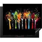 KitchenYeah Herdabdeckplatte Löffel Kräuter | Gr.: 78 x 78 cm