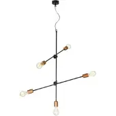 Licht-Erlebnisse Hängelampe Vintage Industrie "Sticks" Schwarz Kupfer E27 5-flammig Pendelleuchte Wohnzimmer Esstisch
