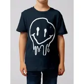 Wat? Apparel T-Shirt Smiley in Dunkelblau | Gr.: 152-164