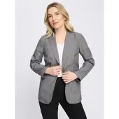 Sieh an! Jackenblazer CLASSIC BASICS "Blazer", Damen, Gr. 38, grau (grau, ecru, gestreift), 100% Polyester, Blazer Jackenblazer