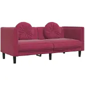 vidaXL Sofa mit Kissen 2-Sitzer Weinrot Samt
