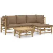 vidaXL 5-tlg. Garten-Lounge-Set mit Kissen Taupe Bambus