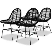 vidaXL Esszimmerstühle 4 Stk. Natur Rattan Schwarz