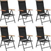 vidaXL Gartenstühle Klappbar 6 Stk. Textilene Schwarz