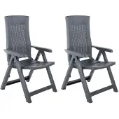 vidaXL Verstellbare Gartenstühle 2 Stk. Kunststoff Anthrazit