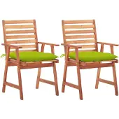 vidaXL Garten-Essstühle 2 Stk. mit Kissen Massivholz Akazie