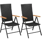vidaXL Stapelbare Gartenstühle 2 Stk. Poly Rattan Schwarz